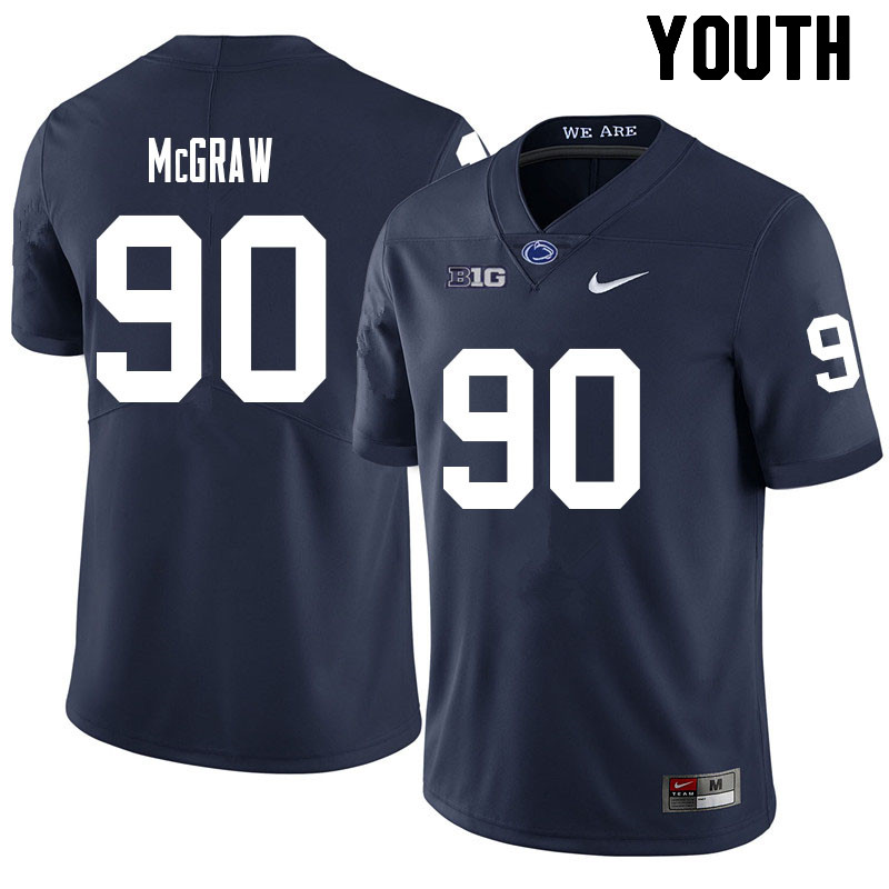 NCAA Nike Youth Penn State Nittany Lions Rodney McGraw #90 College Football Authentic Navy Stitched Jersey NTD1698OF